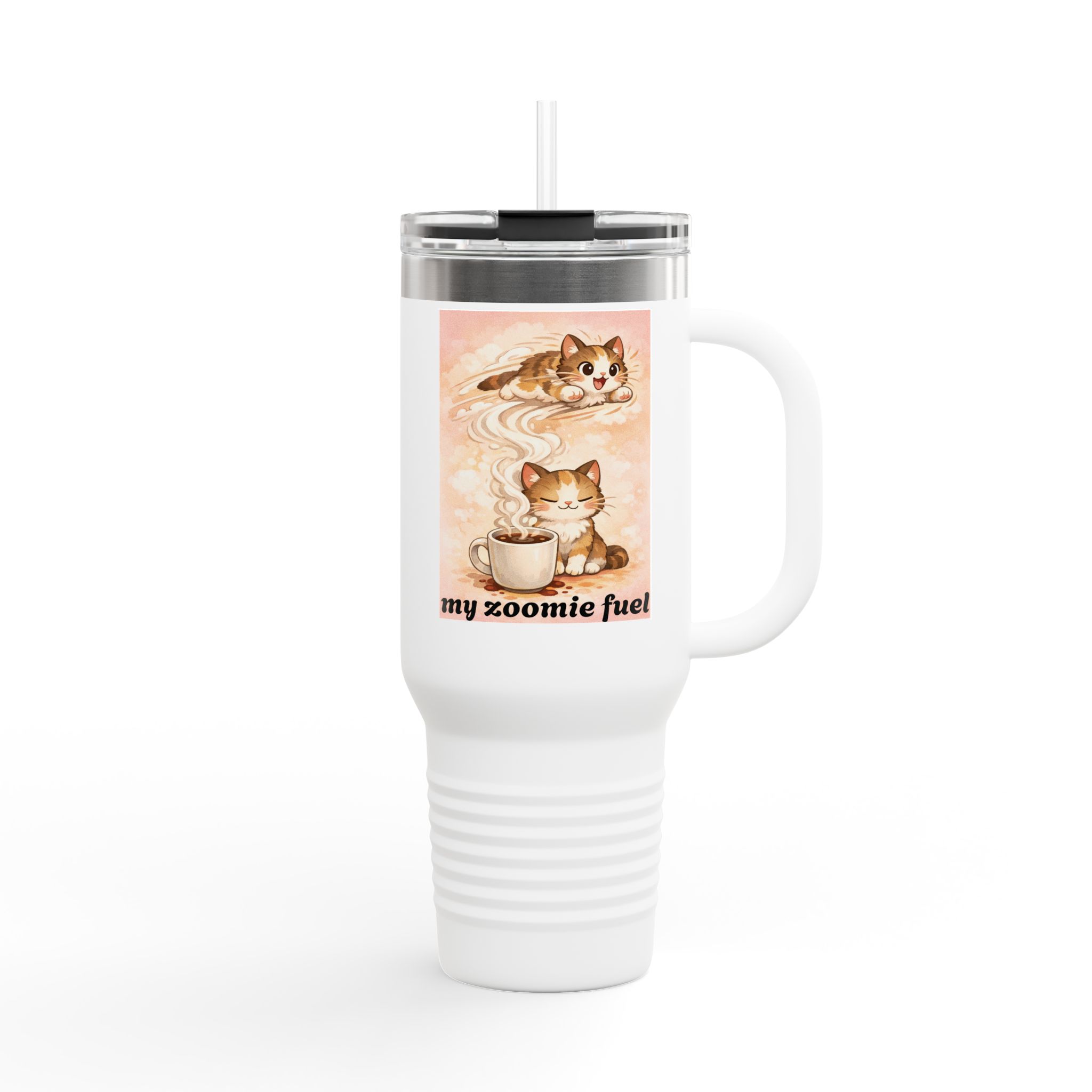Cute Cat Zoomies Aesthetic Tumbler – 40oz Insulated Coffee Travel Mug