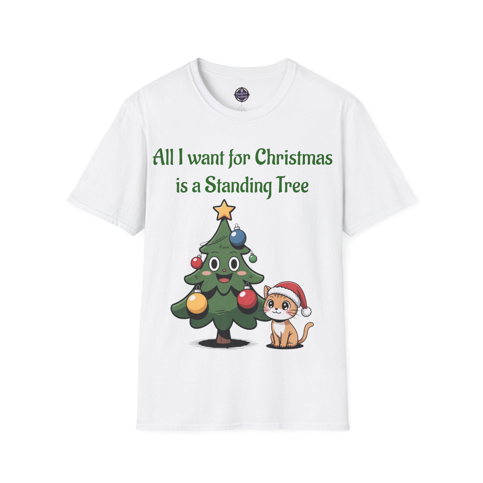 All I Want for Christmas is a Standing Tree T-Shirt | Christmas Cat Tree Design